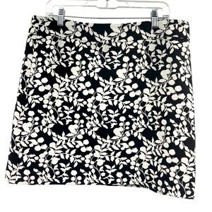 Ann Taylor Loft Floral Skirt Black White Size 14